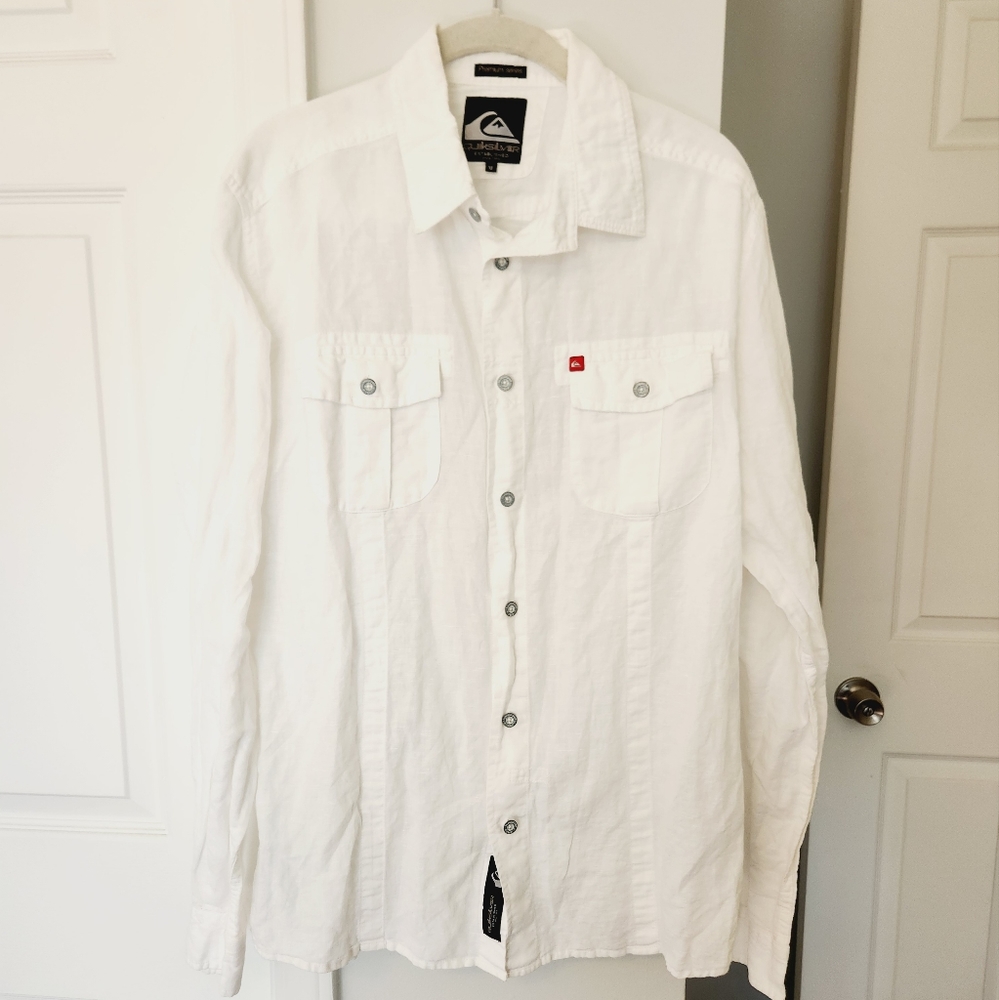 Quicksilver White Long Sleeve Button Down